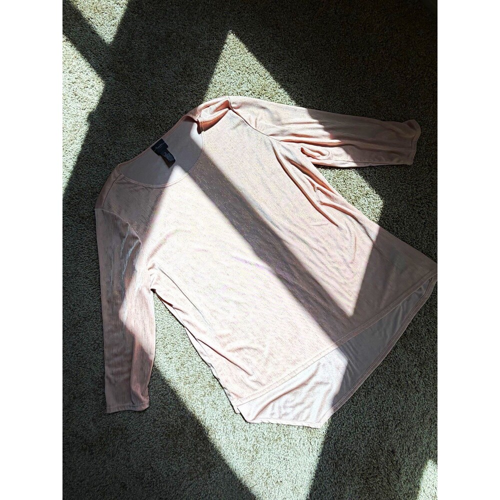 Made in USA Travelers by Chico’s Pink Shimmer Tunic 3/4 Sleeve Solid Knit